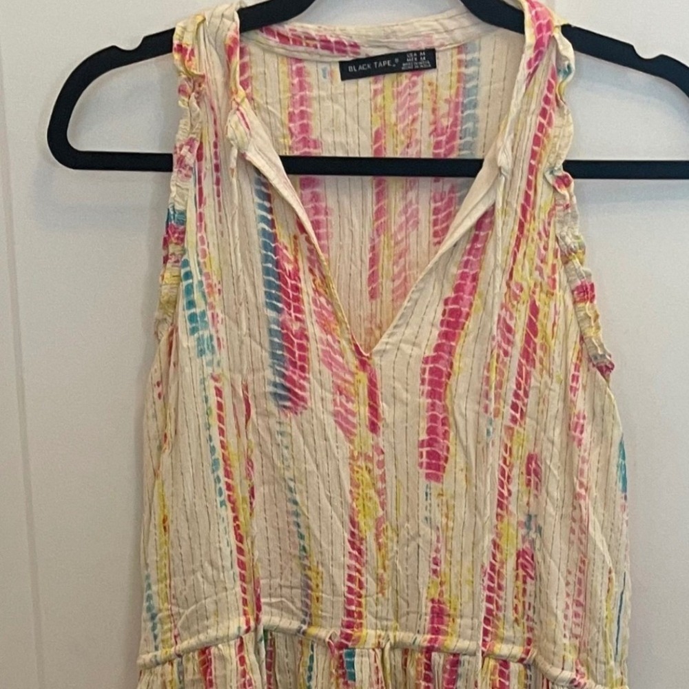 Black Tape Womens Tie Dye Stripe Lurex Midi Dress Sunshine Burst Size M Boho
